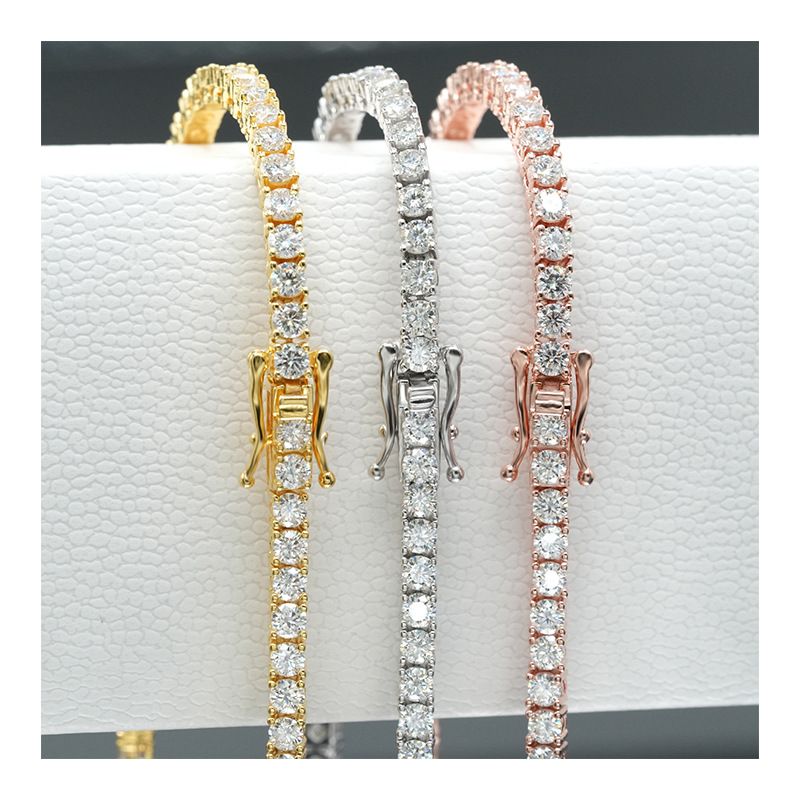 Echtes 2,5/3/4/5/6,5 MM Voll-Moissanit-Tennisarmband für Damen und Herren, S925 versilbert, 18 K Gelbgold, Diamantarmbänder_voghion.com
