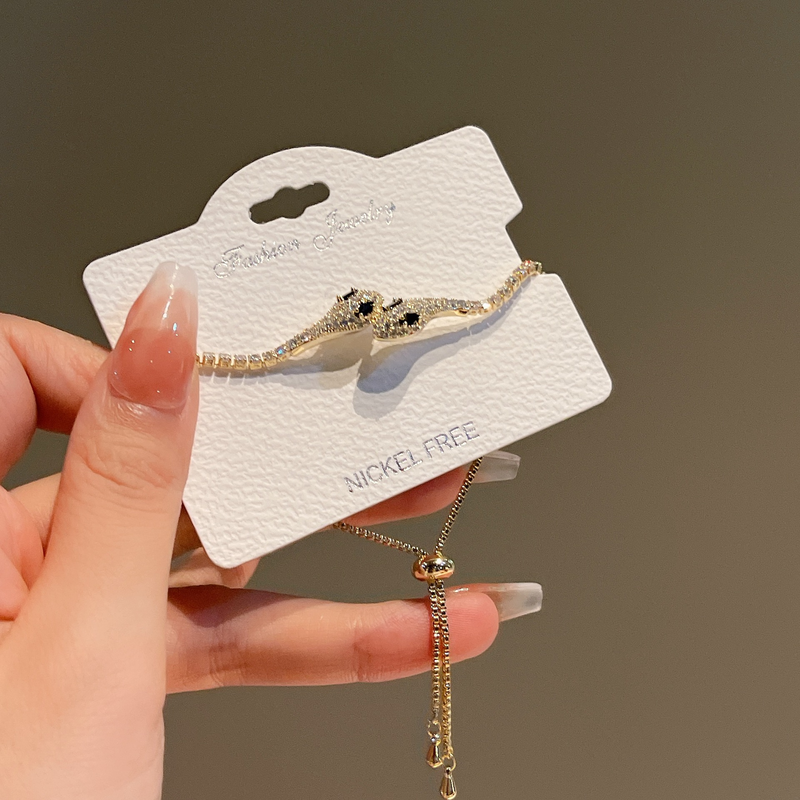 Bellissimo braccialetto a forma di serpente con coulisse intarsiata con diamanti, di nicchia e versatile, semplice braccialetto in zircone_voghion.com