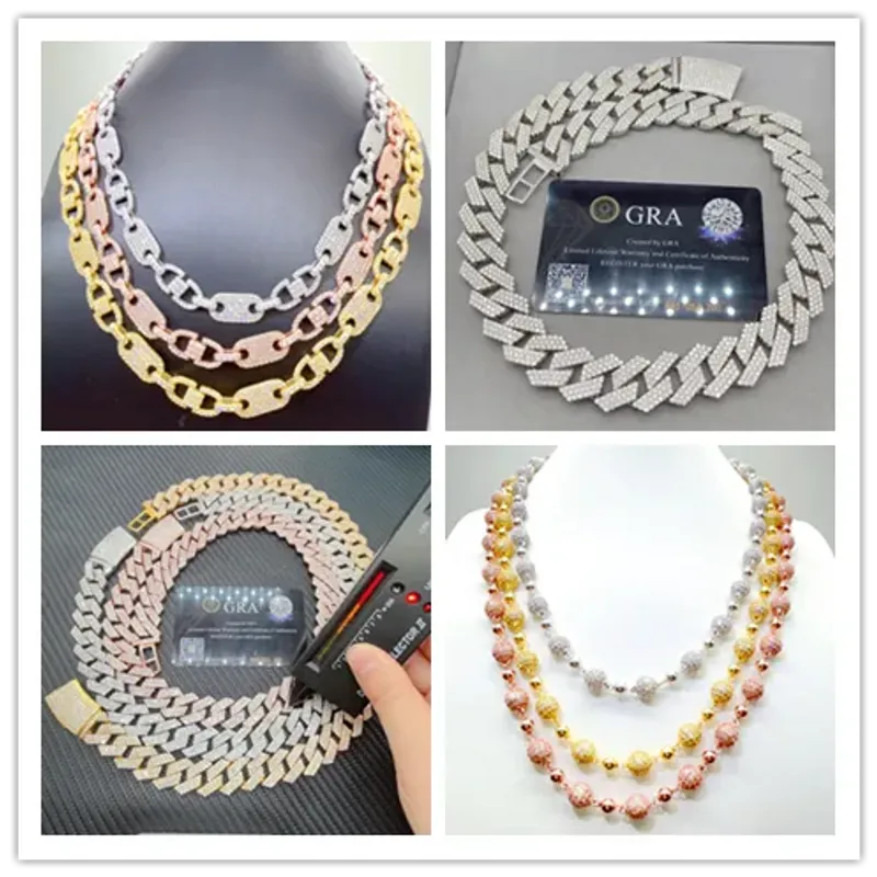bracelet Gold Necklace Designer Jewelry Cuban Link Pass Dia Tester Sterling Sier Necklace Vvs Moissanite Chain_voghion.com