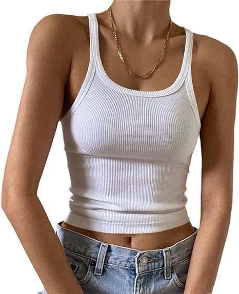 Abbigliamento da donna Canottiere estive Le ragazze più sexy indossano canottiere sottili con ombelico esposto in seta di latte_voghion.com