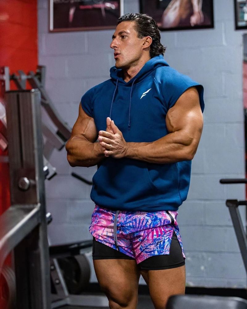 New American Style Sports Fitness Vest Men's Sleeveless Hooded Basketball Jersey Box Train Loose Top Outdoor_voghion.com