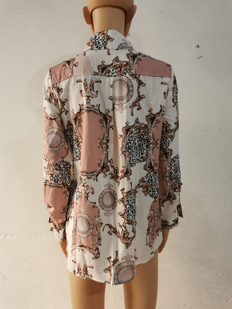 Camicia da ufficio da ufficio a maniche lunghe con stampa casual alla moda da donna_voghion.com