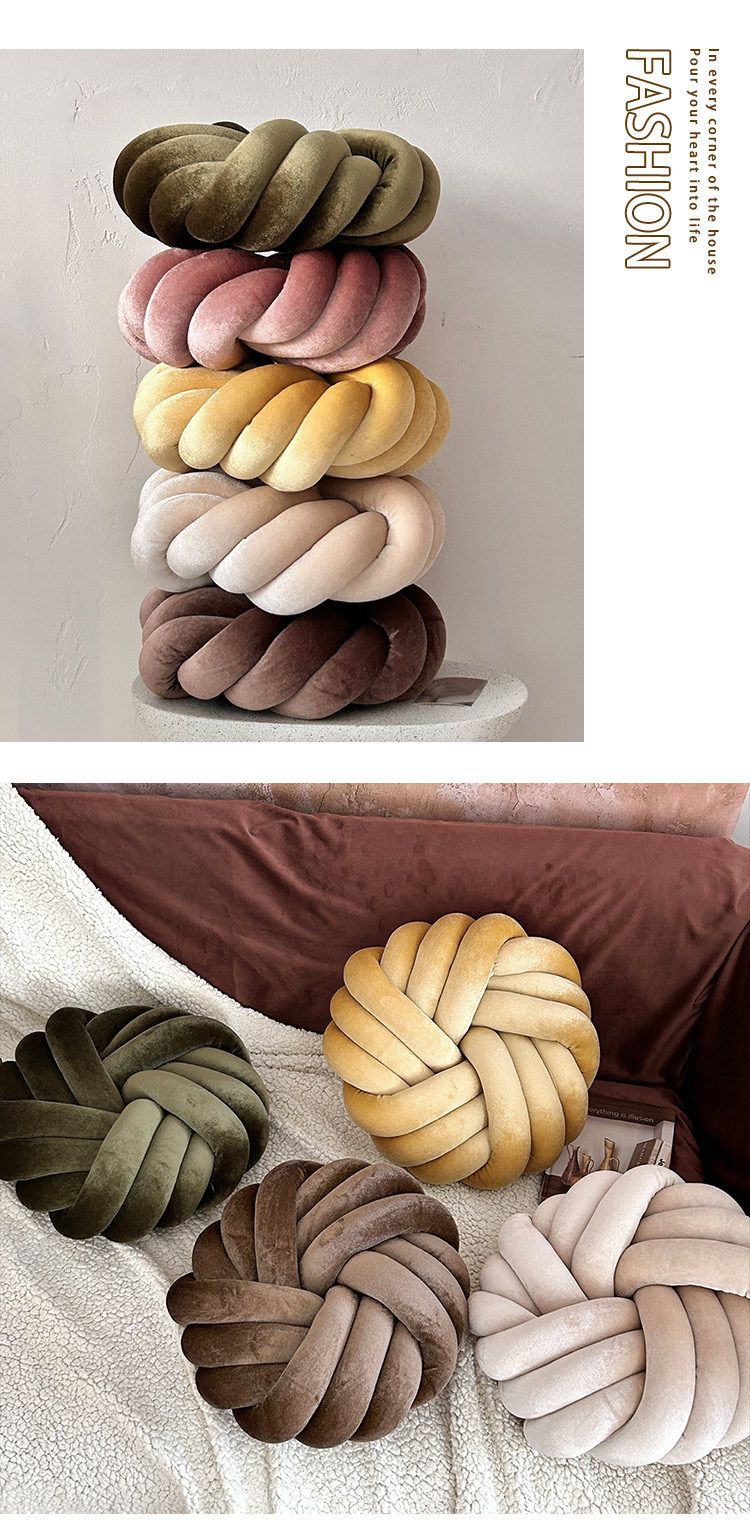 Luxuriöses, rundes Samtkissen – 3-fädig gewebtes Kissen für Sofa/Bett/Erkerfenster (plüschiger Akzent für die Heimdekoration)_voghion.com