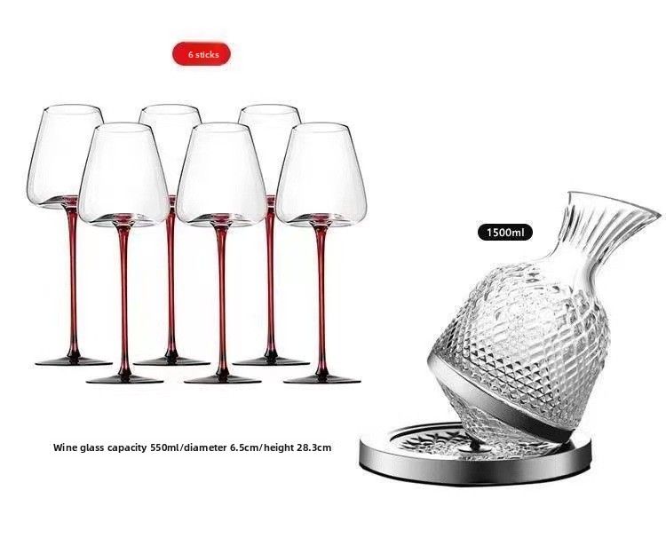 Tie Burgundy High-End Wine High-Value Fairy Home Red Stem Black Base Crystal Glass Goblet_voghion.com