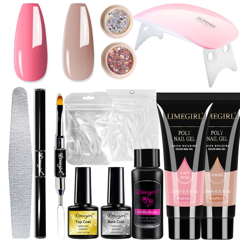 15ml Extension Nail Mold Double Headed Brush UV Lamp Crystal Gel Set_voghion.com