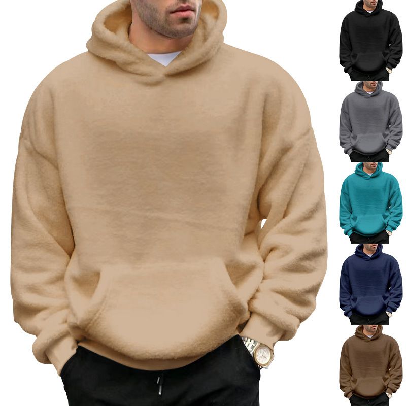Herren-Kapuzenpullover mit Fleecefutter | Winterpullover mit Sherpa-Innenseite, Oversize-Passform, warm und weich, Streetwear-Casual, Reißverschlussfreies Design_voghion.com