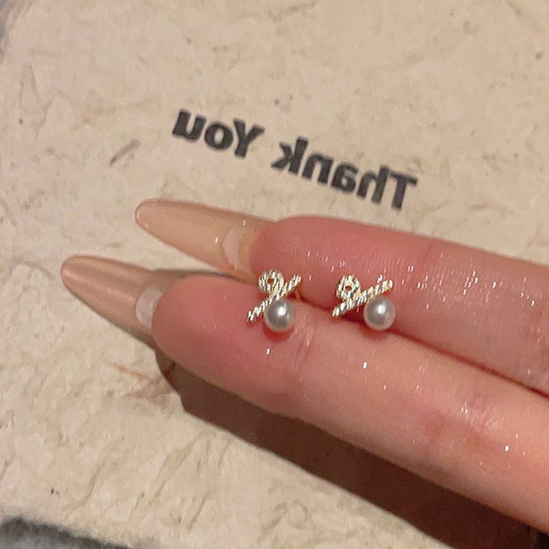 Squisiti orecchini di perle con simbolo percentuale per donna, design di nicchia con ago in argento, orecchini di personalità leggeri, di lusso ed eleganti_voghion.com