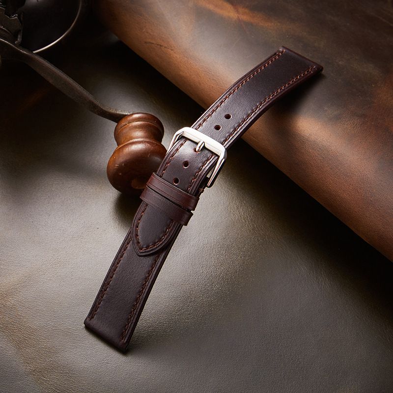 Vintage Italian Leather Watch Band - Genuine Oil Wax Leather, Ultra-Thin, Color-Changing Strap For 18/19/20/21/22mm Watches, Retro & Elegant Style_voghion.com