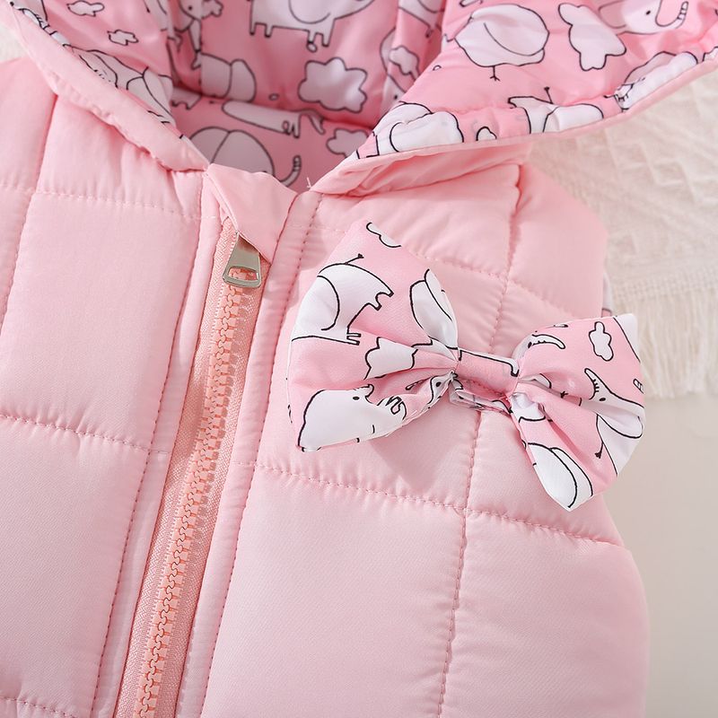 Børns tykkere bomuldsvest med hætte og ærmer, ensfarvet, kuldebeskyttelse, all-match-vest til babypiger fra 6 måneder til 3 år, udflugttøj_voghion.com