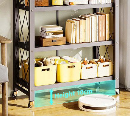 Joybos® 5 Tier Black Heavy Duty Foldable Metal Organizer Shelves with Wheels_voghion.com