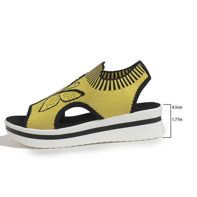 Sandales plates décontractées pour femmes, nouvelles sandales respirantes à une pédale, style papillon à blocs de couleurs, bouche de poisson, 2025_voghion.com