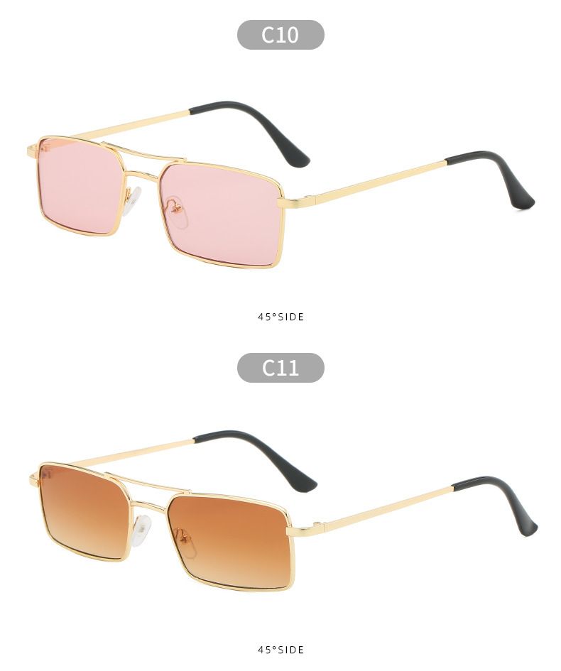 Dupla gerendás, négyzet alakú fém napszemüveg, divatos, minden egyezésű személyiségű napszemüveg férfiaknak és nőknek_voghion.com
