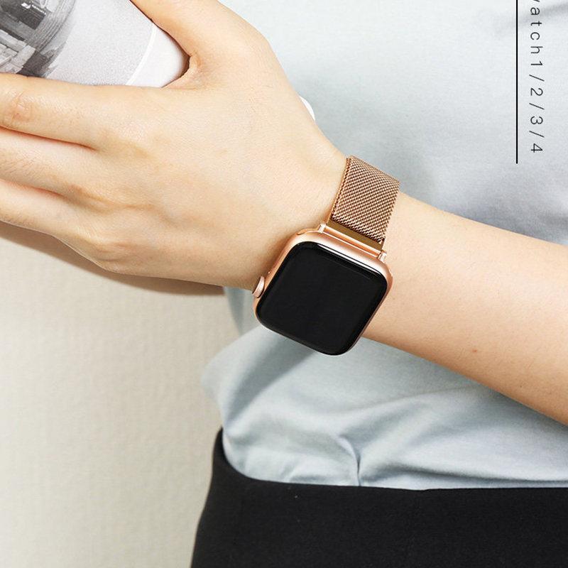 Magnéitesch Loop Band Fir Apple Watch Band Ultra 42/44/45/49mm 38/40/41mm Edelstol Correa Bracelet iWatch 8/7/SE/6/5/4/3/2_voghion.com