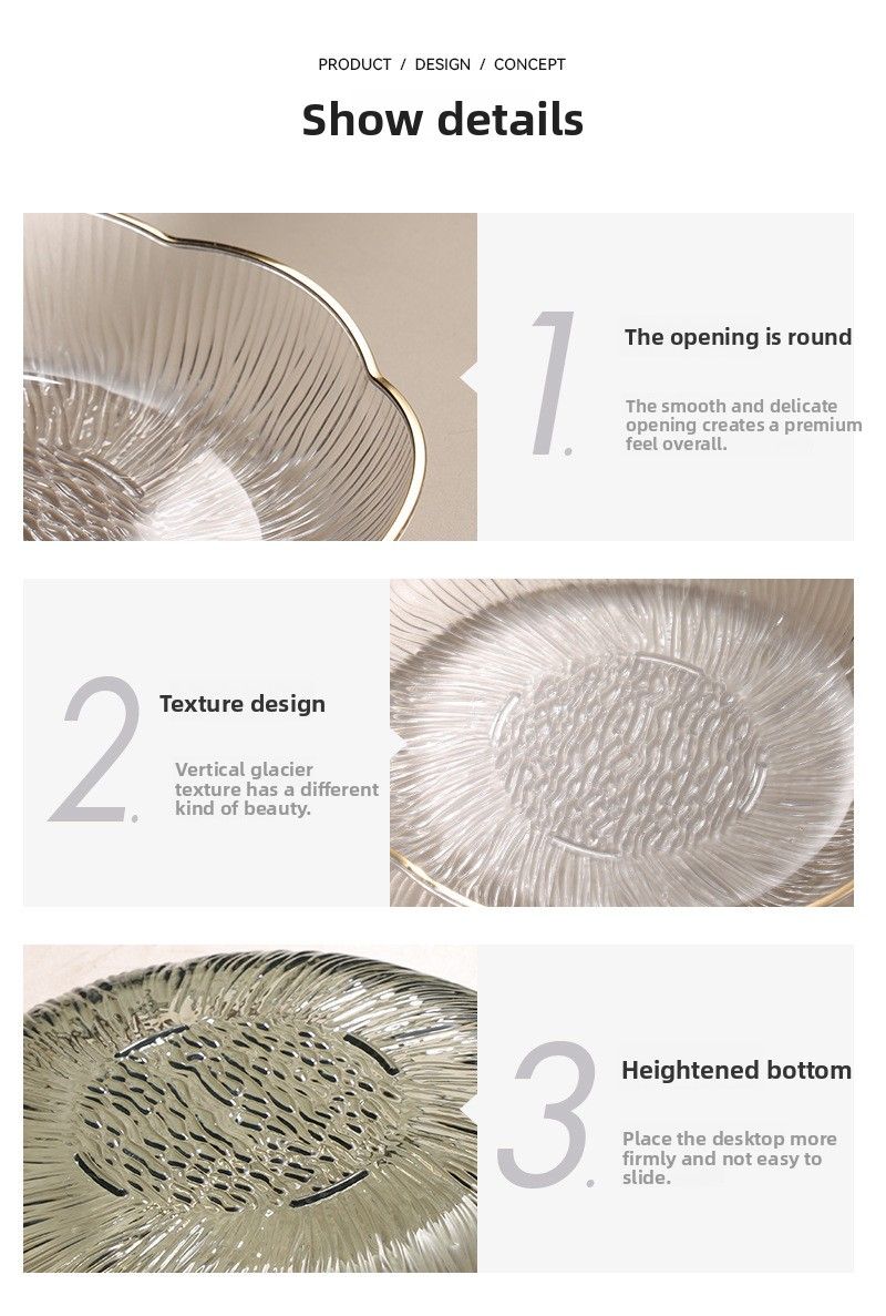 Pour le salon, la table basse, la présentation de collations, l'assiette à bonbons, le bol de style nouveau, le pétale transparent haut de gamme de luxe léger_voghion.com