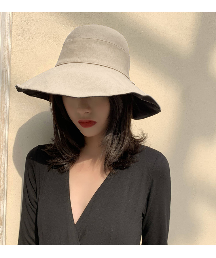 Summer Double-sided Bucket Hats Fashion Big Brim Foldable Solid Sun Hat Women Outdoor Beach Visor Caps Fisherman Cap for_voghion.com