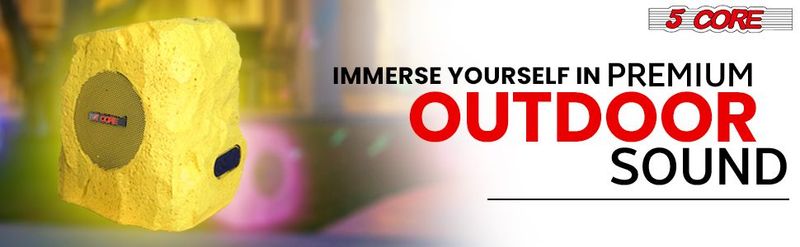 5 Core Rock Speaker Outdoor Waterproof Bluetooth Garden Speakers Solar & USB Charging RGB Colors For Patio Pool & Home_voghion.com