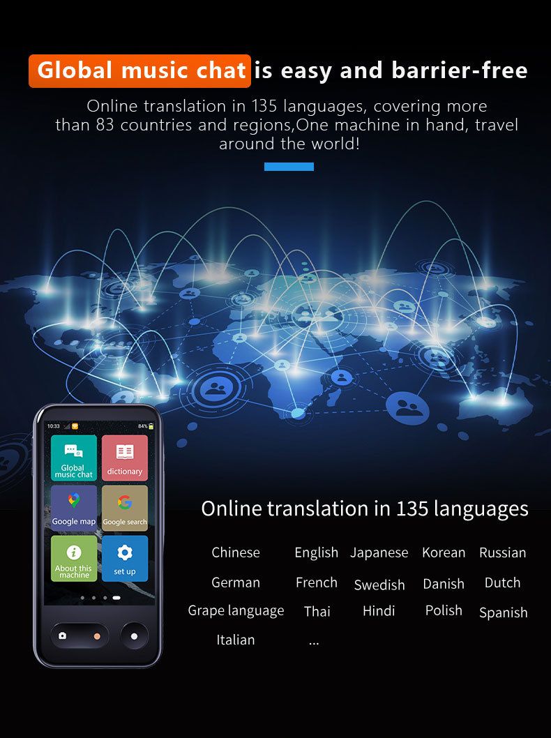 Traduttore vocale intelligente T7 4G con WiFi - Traduzione istantanea di foto e audio, supporto multilingue per oltre 100 lingue, compagno di viaggio portatile_voghion.com