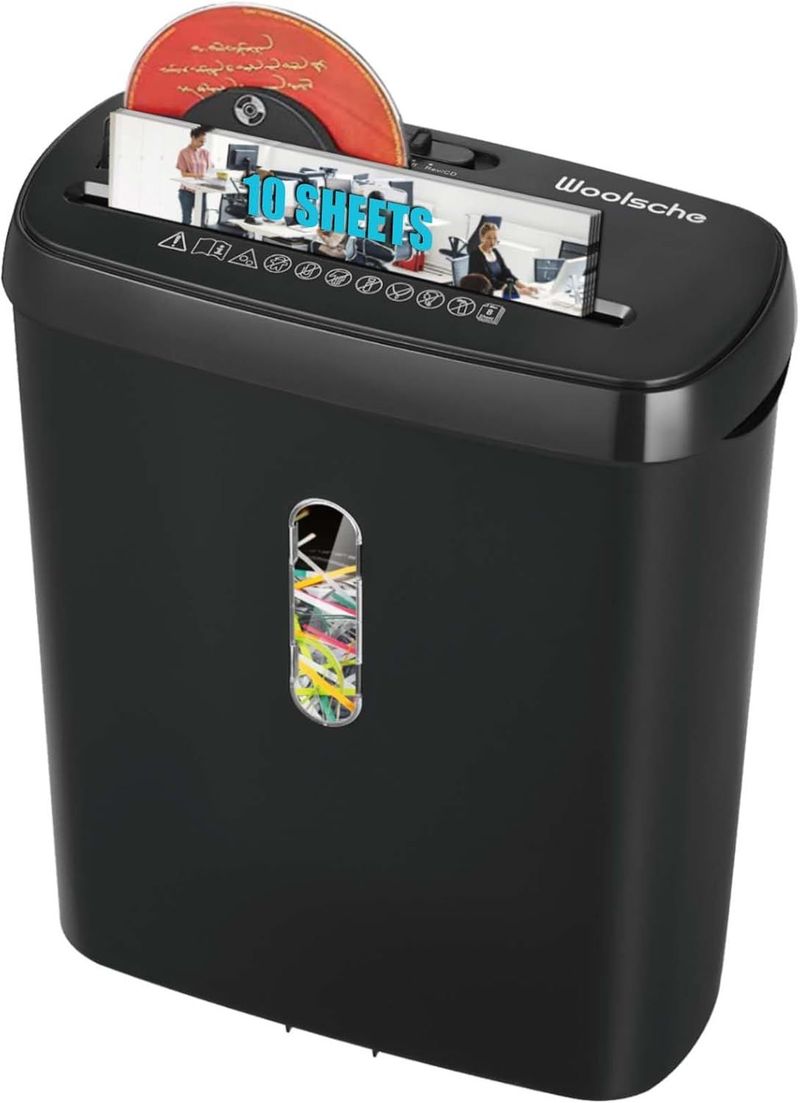 Woolsche Home Office Paper Shredder-10-Sheet Strip Cut With 3.17-Gallon Basket - P-2 Security Level - CD & Credit Card Shredder - Durable & Fast - Jam Proof System - ETL Certified_voghion.com