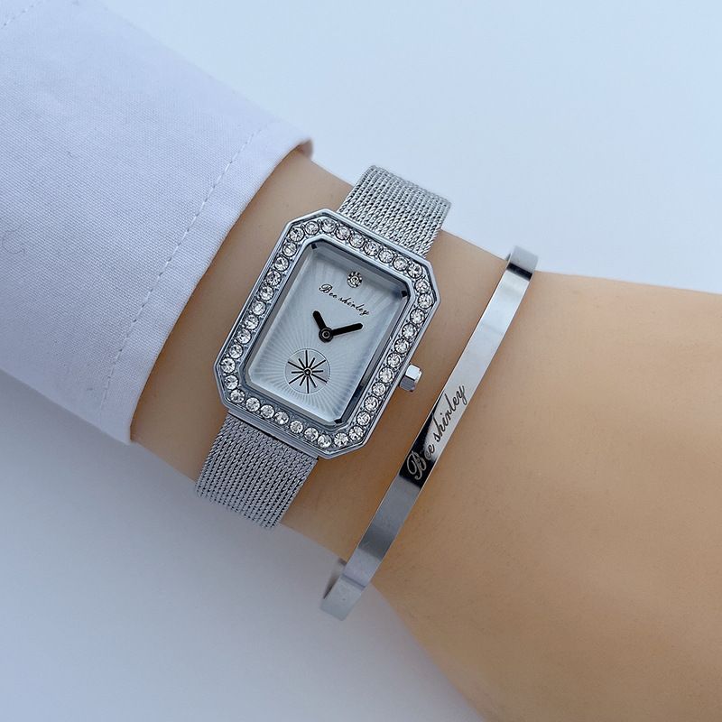 retro square diamond watch fashion light luxury women's watch high end live broadcast_voghion.com