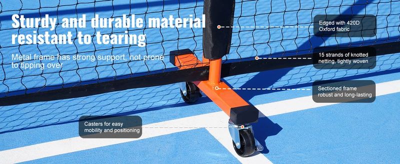 VEVOR Pickleball Net Set, 22FT Regulation Size Portable Pickleball System With Bags, Balls, Paddles, Wheels, And Court Lines, Weather Resistant Metal Frame & PE Net, For Outdoor Backyard Driveway_voghion.com