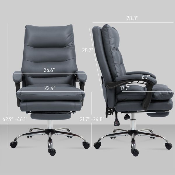 Vinsetto Microfibre Massage Office Chair, Heated Reclining Chair With Footrest, Double-tier Padding, Swivel Wheels, Dark Gray_voghion.com