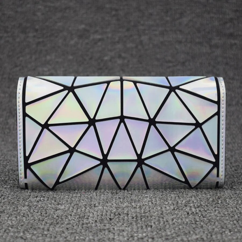 Geometric Laser Wallets Women Long Clutch Wallet Zipper Diamond Lattice Standard Purses Female Phone Bag Credit Card_voghion.com