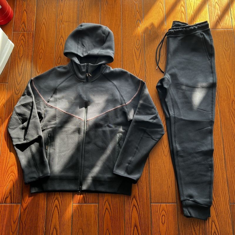 Sportbekleidungsset für Herren – Kapuzenjacke mit orangefarbenem Aufdruck und Hose mit Klebeband, leichte Baumwollmischung zum Wandern und Laufen_voghion.com