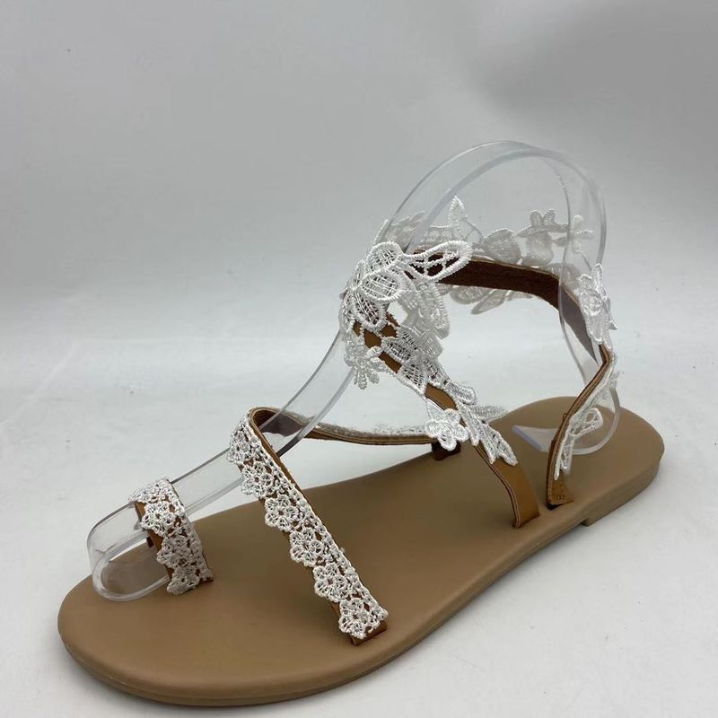 sandali con tacco piatto a forma di fiore in tinta unita di grandi dimensioni taglia grande 35-43_voghion.com