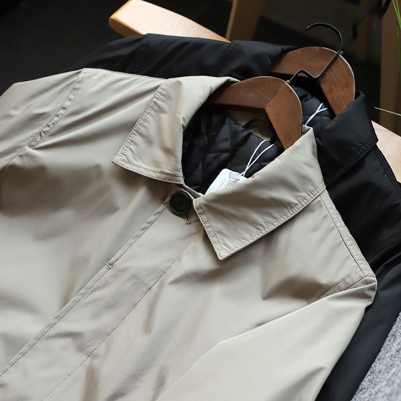 Men's Waterproof Windproof Quilted Long Coat With Stand Collar Winter Warm Trench Coat For Casual Outwear (Khaki, Black, Navy, Gray)_voghion.com