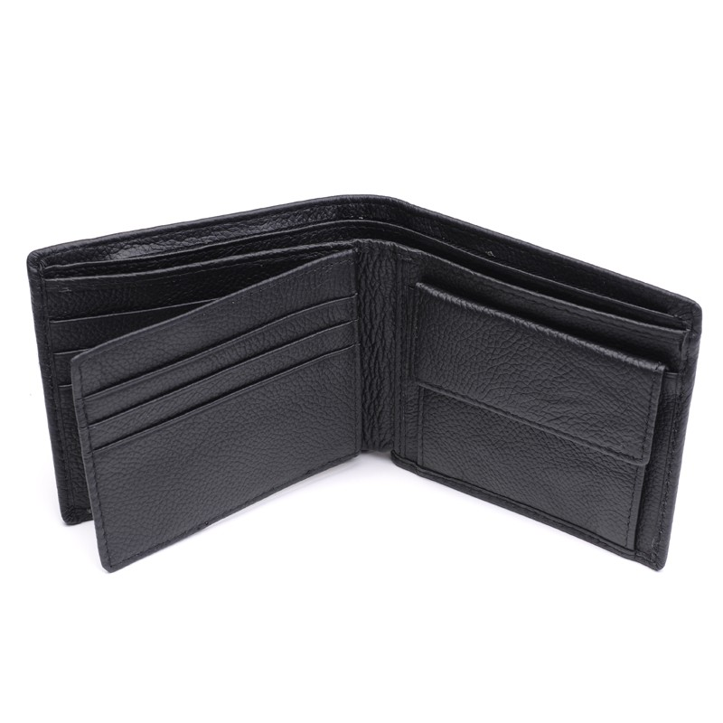 100% äkta läder herrplånbok nytt märkesväska för män svart brun bifold RFID-blockerande läderplånbok myntficka_voghion.com