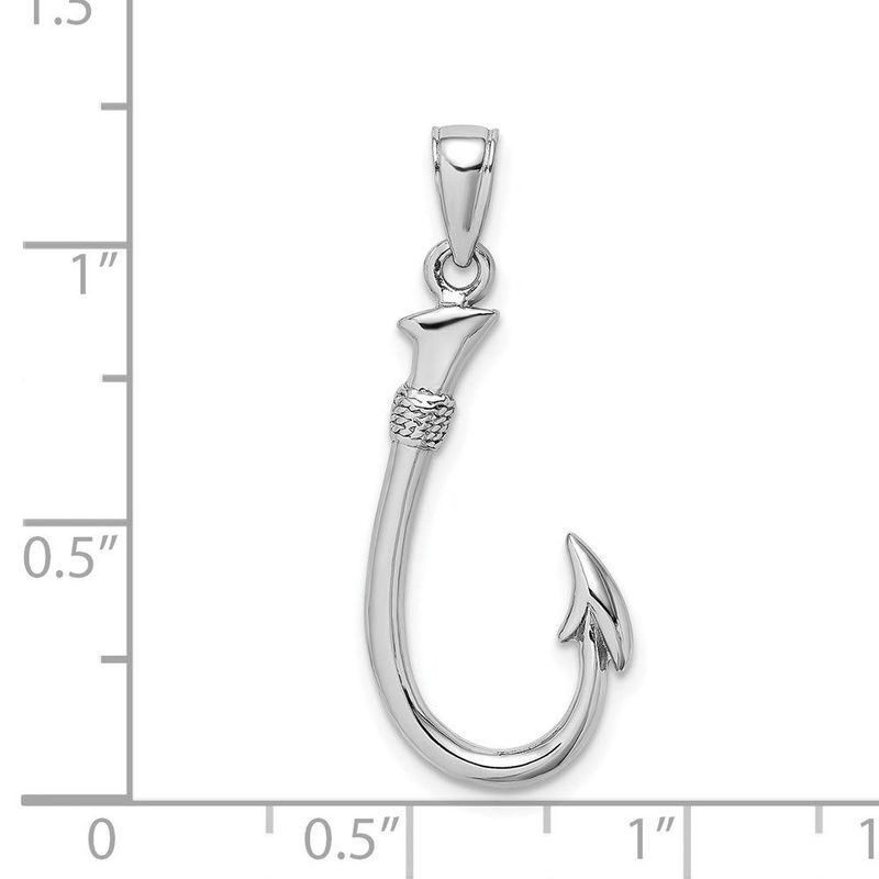 14K White Gold 3-D Fish Hook Charm_voghion.com