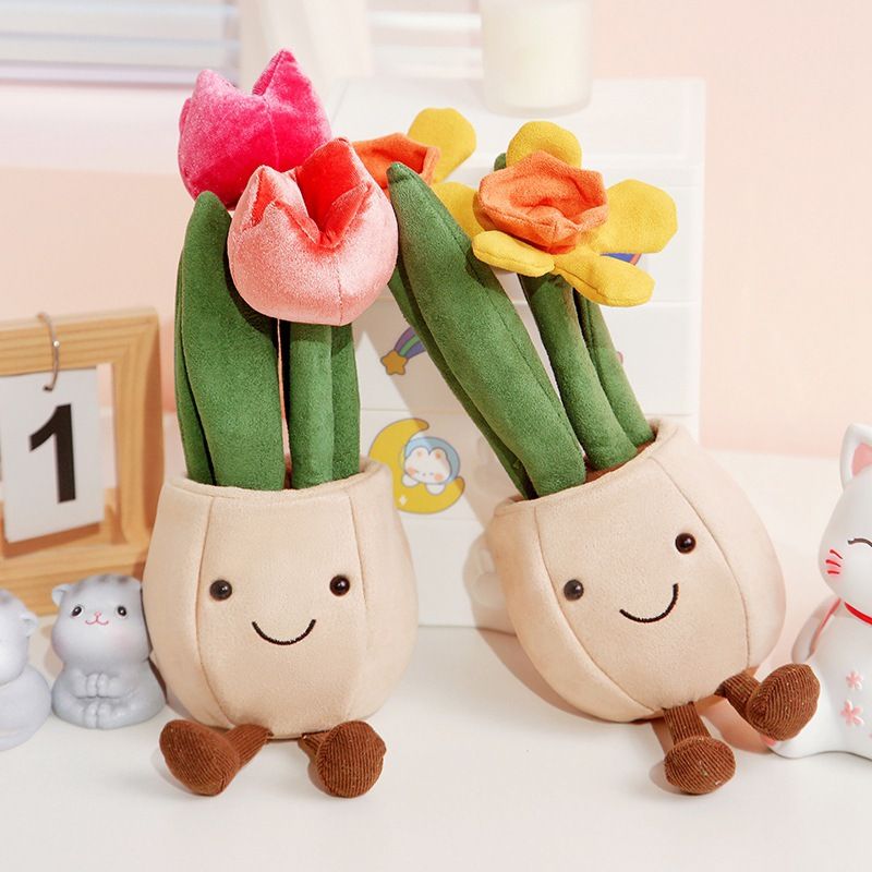 Gefüllte Plüschtiere Puppe Tulpe Narzisse Topf Daisy Bouquet Dekoration Schlafzimmer Mädchen Geschenk Charge_voghion.com