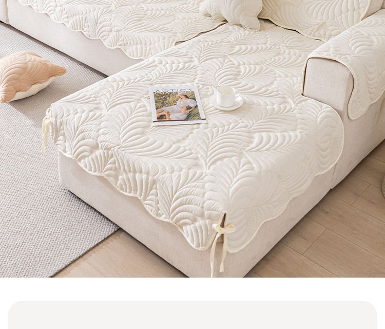 Polyester Sofa Cushion Cover Set – Botanical Print & Anti-Slip Design For Modular Couches (Multiple Sizes & Colors)_voghion.com