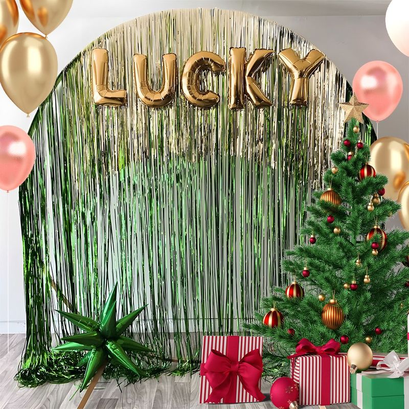 12 Pack Gold Foil Tassel Backdrop Curtains, Tinsel Streamers Birthday Party Decoration, Graduation Tassel Backdrop, Baby Shower, Gender Reveal, Disco Party_voghion.com