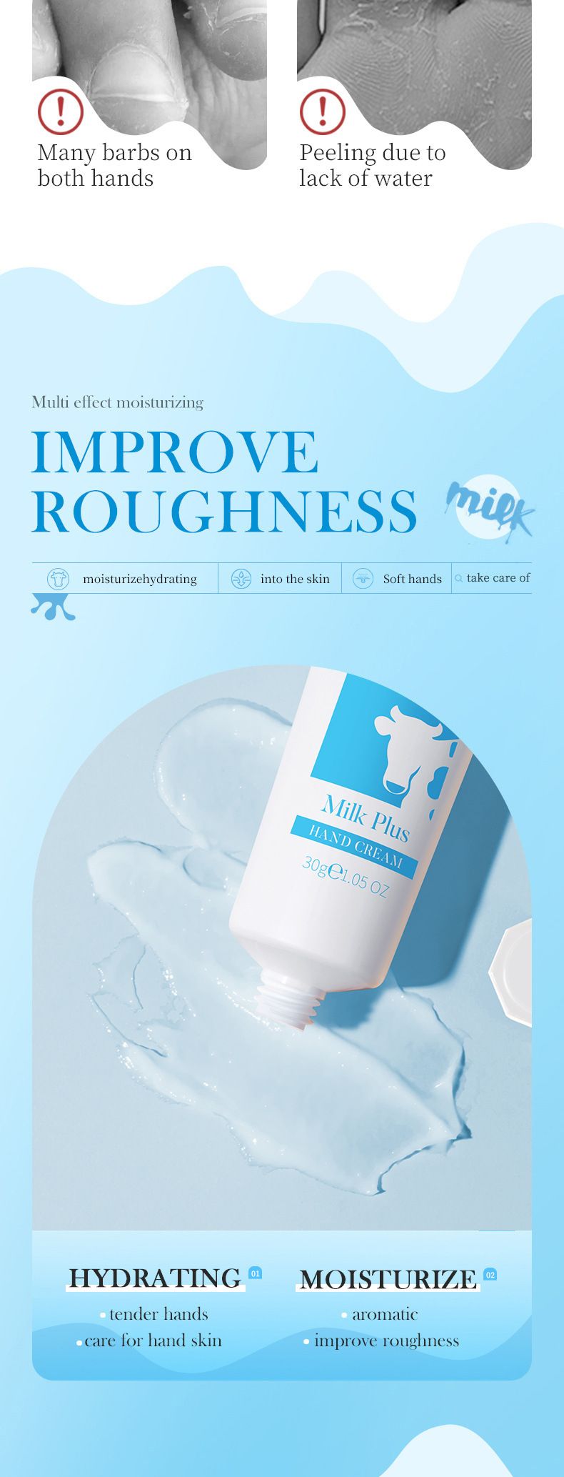 SADOER Milk Double Moisturizing Hand Cream 30g Moisturizing Moisturizing Refreshing Non-greasy, Small Hand Cream_voghion.com