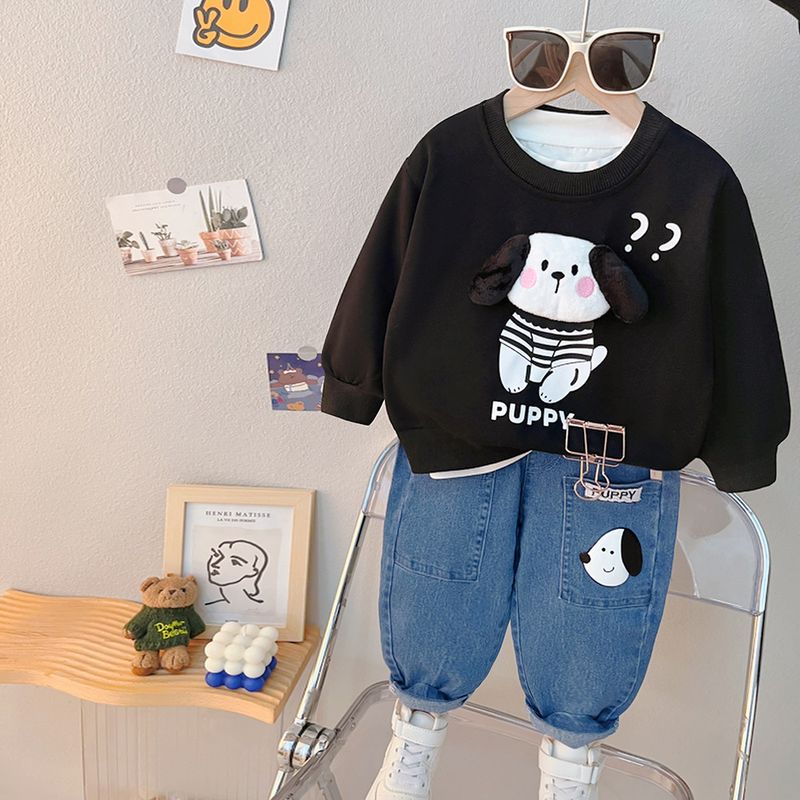 2024 Nuovo Sport Cartone animato Carino Bambini Primavera e Autunno Felpa con cappuccio Casual Due Pezzi Set_voghion.com