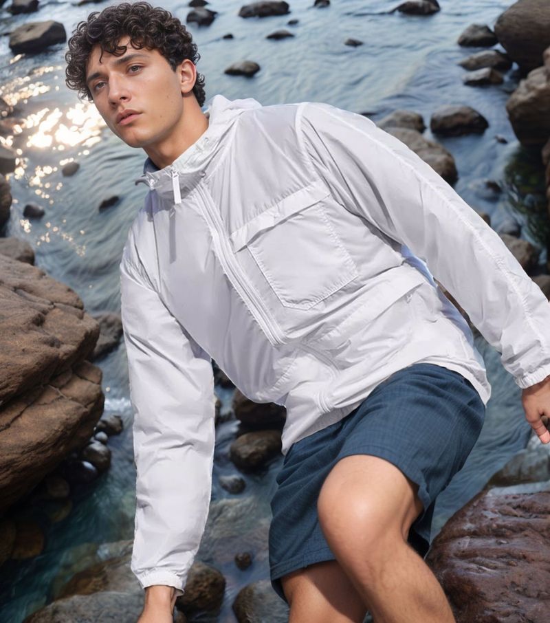 2025 Zomer Cross-Border Effen Kleur Capuchon Heren Sport Zonbescherming Casual Jas_voghion.com