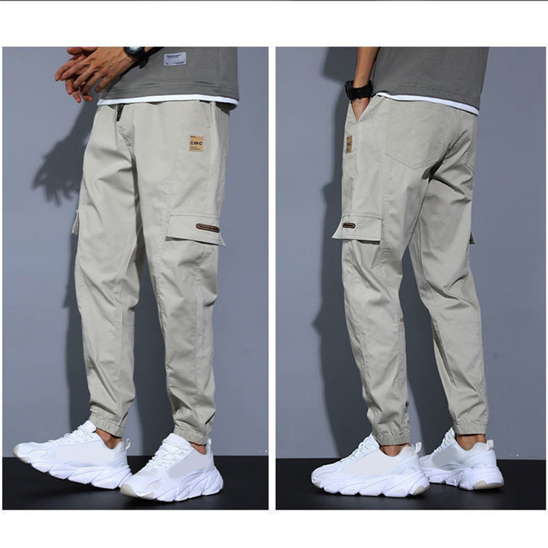 Korean Pant Summer Spring Men Elastic Cargo Sweatpants Jogger Harem Hip Thin Trousers Casual Cotton Waist Hop Slim Pants_voghion.com