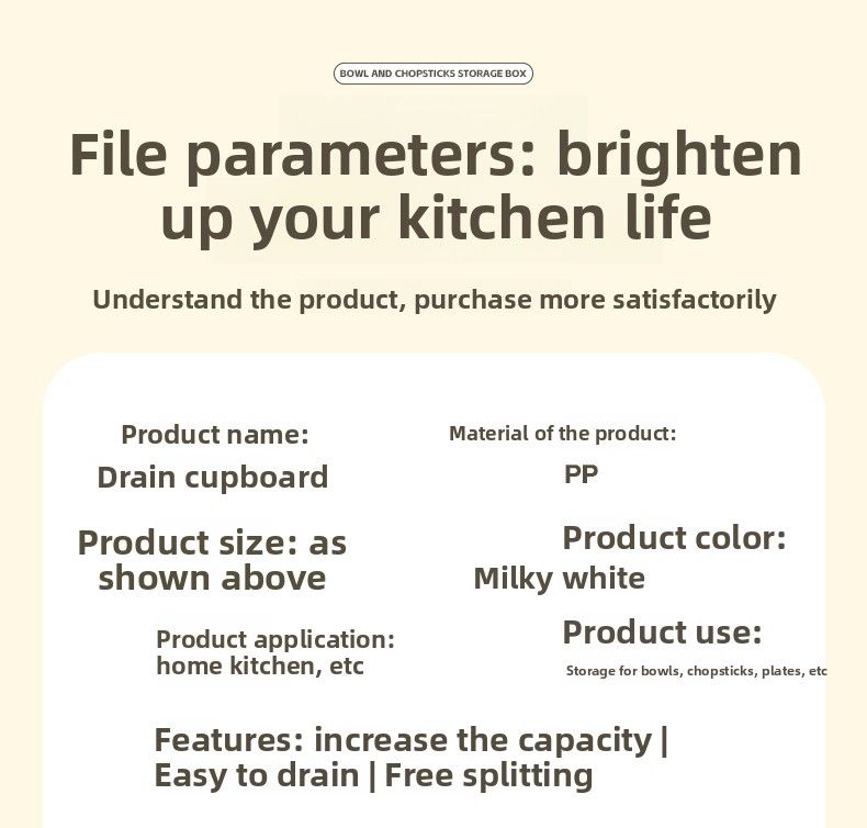 Ciotola scolapiatti con coperchio Huihai, portaoggetti per stoviglie, contenitore per ciotole e bacchette_voghion.com