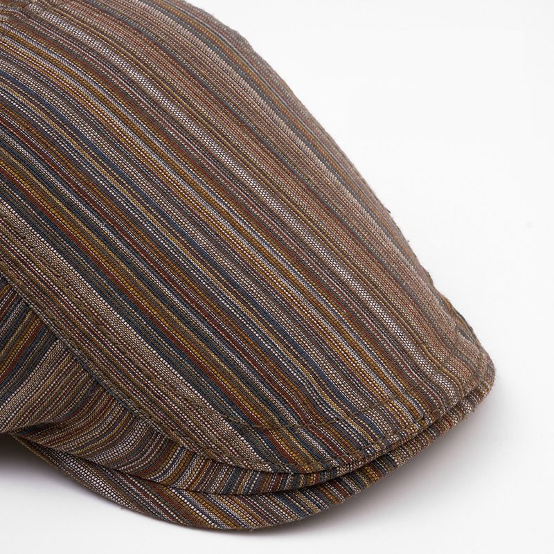 Nuovi arrivi Uomo Donna Newsboy con strisce colorate Misura regolabile 56-61 cm Stile vintage 100% cotone Cappello basco per tutte le stagioni_voghion.com