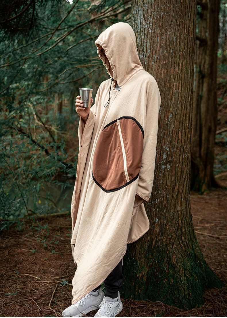 Saco de dormir térmico multifuncional para acampar al aire libre, de forro polar, para viajes, resistente a la suciedad, manta para la siesta y almohada._voghion.com