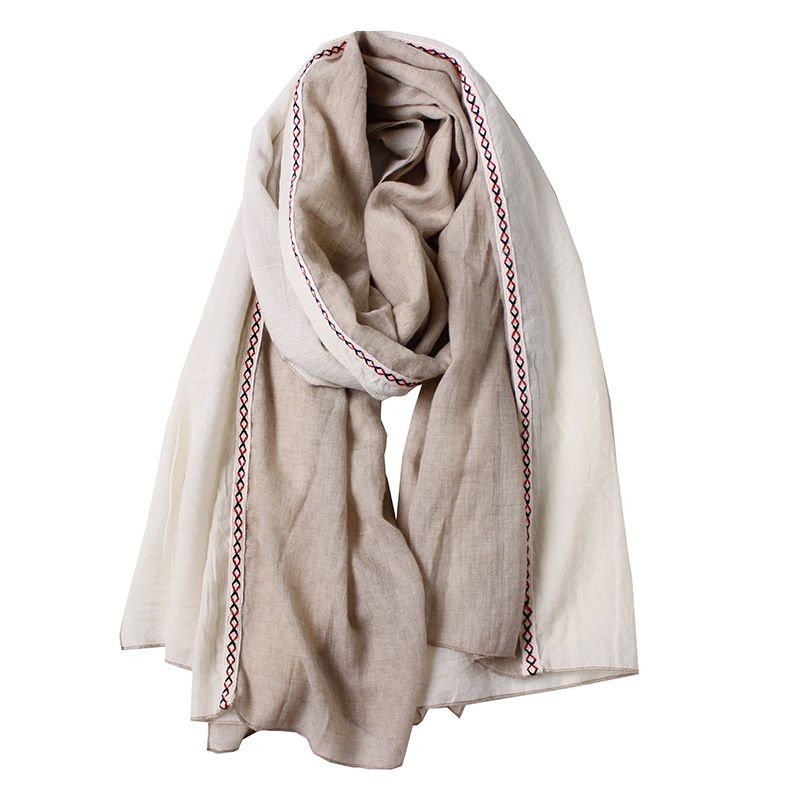 Chuyu Qianqiu New Cotton And Linen Two-tone Versatile Design Original Scarf Knotted Cape Cloak Coat_voghion.com