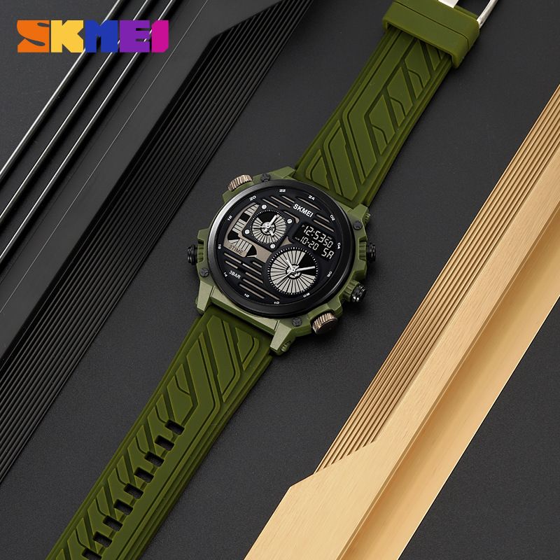 Momentum Sports Outdoor Waterproof Electronic Tough Men's Style Large Dial Multi-Function Four-Time Watch_voghion.com