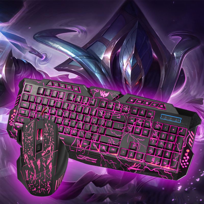 Noul set J60 English Cracked cu mouse colorat pentru joc și tastatură cu iluminare din spate în trei culori_voghion.com