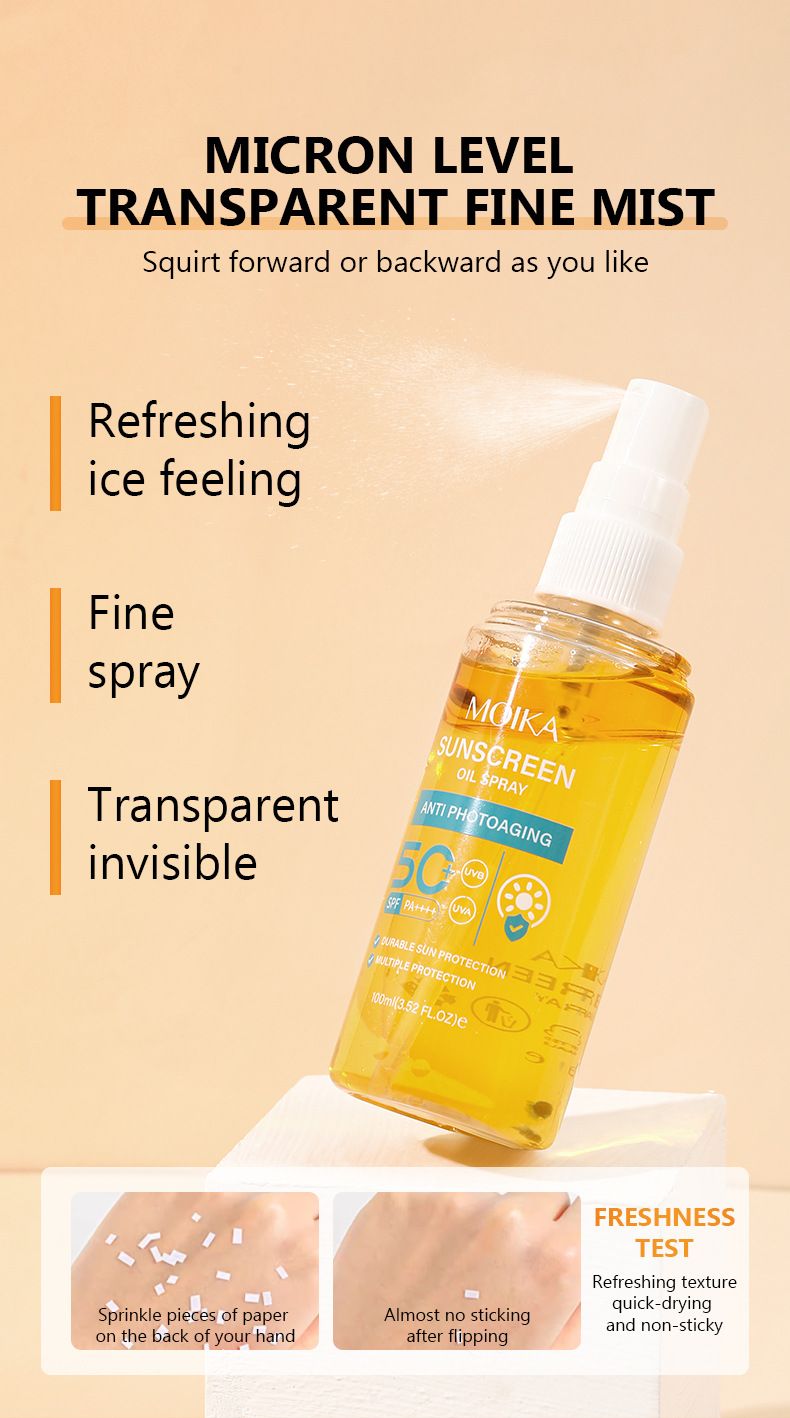 Facial Sunscreen Ceramide Full Face Sunscreen Spray UV Protection SPF50+ Student Military Training Sunscreen Spray_voghion.com