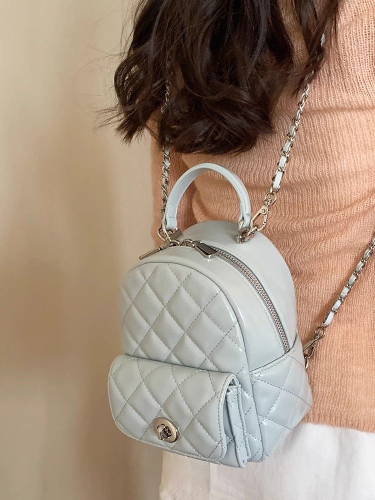 Spring And Summer Small Aroma Style Shoulders Small Backpack 2025 New Diamond Chain Shoulder Crossbody Bag Fashionable Versatile Leisure Daily_voghion.com