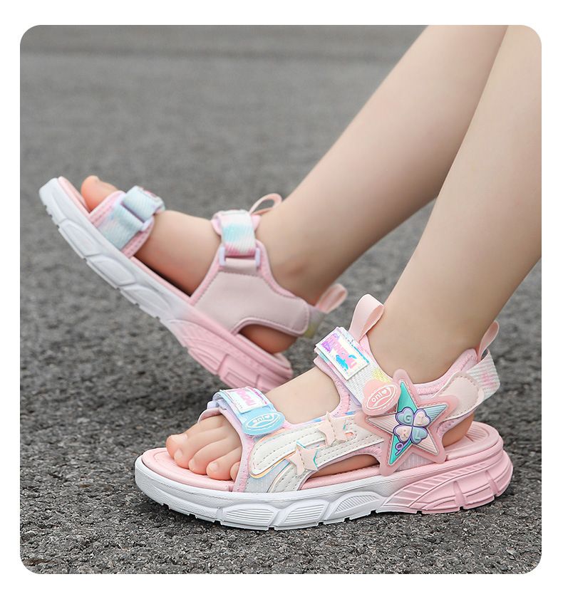 Sandali 2024 Scarpe da spiaggia con suola morbida per ragazze, impermeabili, impermeabili, per studenti medi e grandi, versatili per bambini_voghion.com