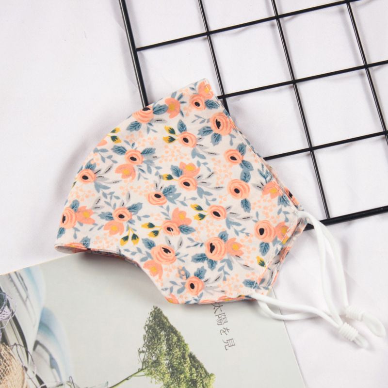 Klein vers bloemenpatroon Dubbellaags ademend verstelbaar stofmasker voor vrouwen_voghion.com