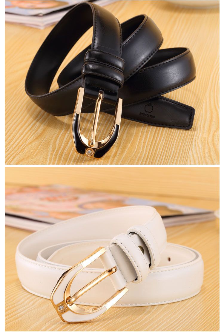 Cinto de couro feminino com fivela de pino, moda feminina 3.0, cinto fino, cor doce, estilo coreano, cinto casual_voghion.com