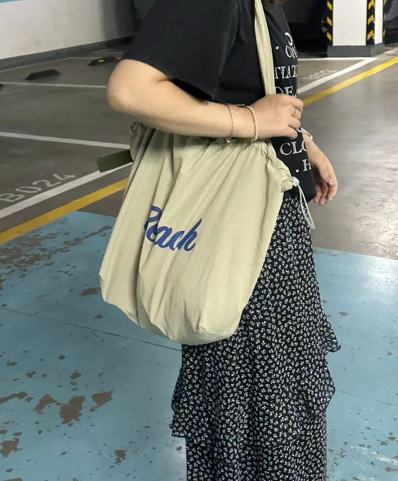 Damestassen Trekkoord Canvas Tas Tote Bag Commuter Handtas Schoudertas Grote Capaciteit Boodschappentas_voghion.com